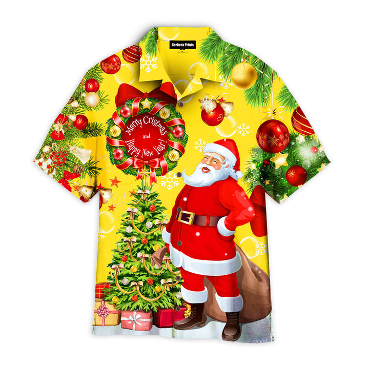 Christmas Santa Claus Yellow Stunning Night Aloha Hawaiian Shirts For Men And For Women WT8138 Gerbera Prints 