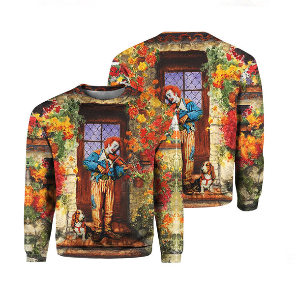 Clown Playing Violin Crewneck Sweatshirt For Men & Women