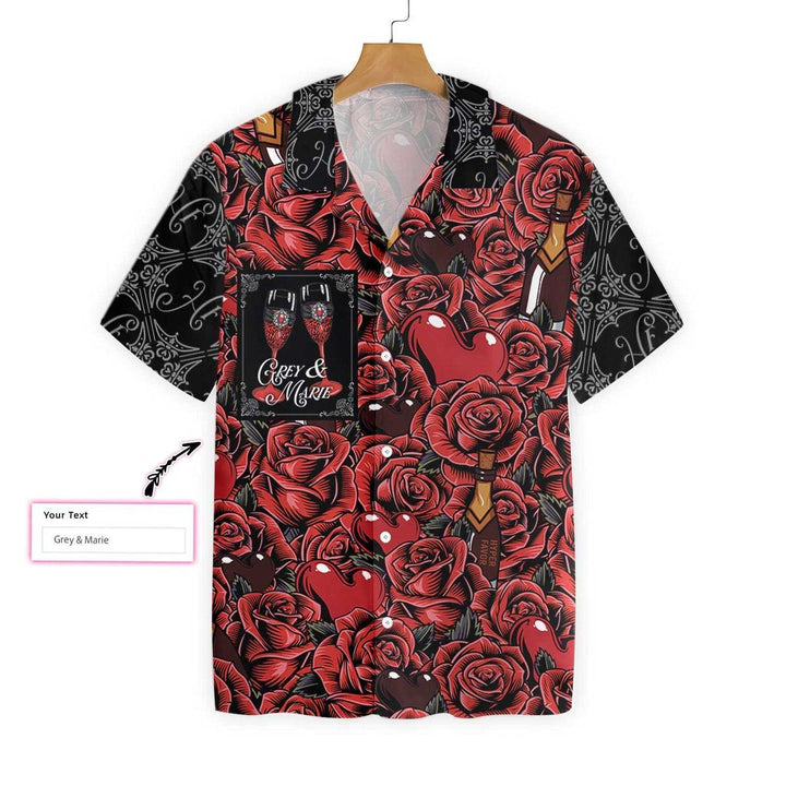 Color Of Love Red Flower Sticker Custom Name Hawaiian Shirt For Men & Women