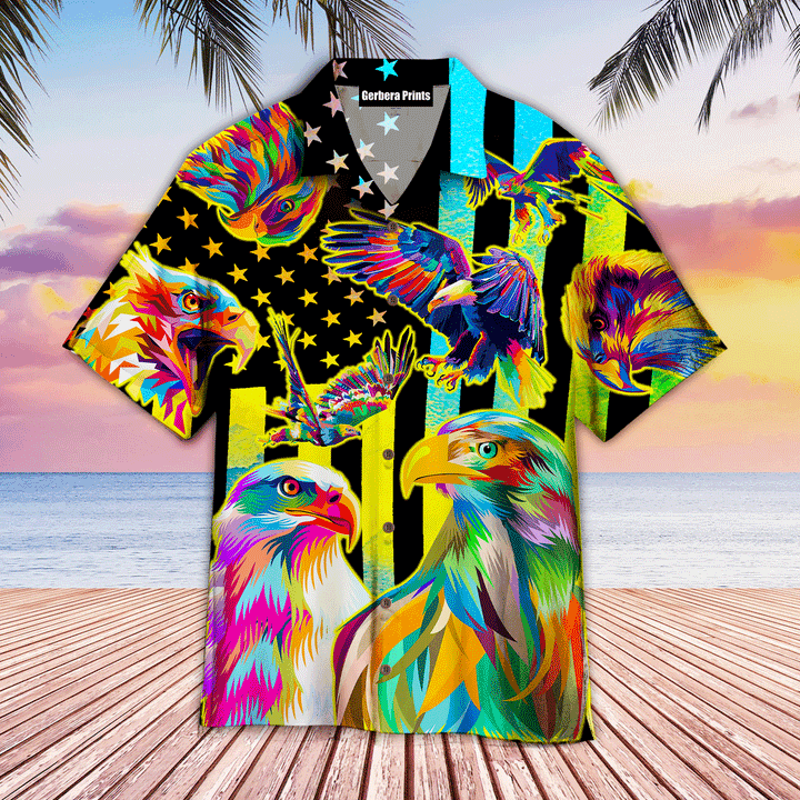 Colorful Eagle Memorial Day Aloha Hawaiian Shirts For Men And For Women WT9101 Gerbera Prints