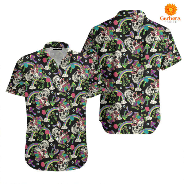 Colorful Skull Mushrooms Eyeballs Aloha Hawaiian Shirts For Men & For Women PHW1041