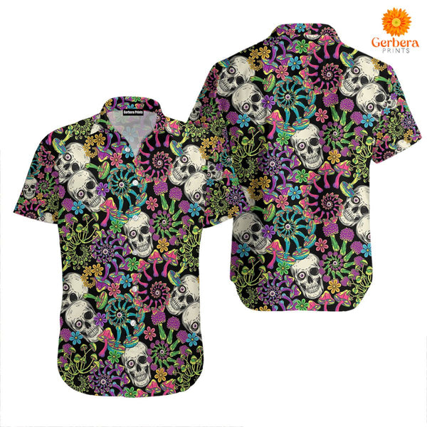 Colorful Skull Mushrooms Eyeballs Aloha Hawaiian Shirts For Men & For Women PHW1045