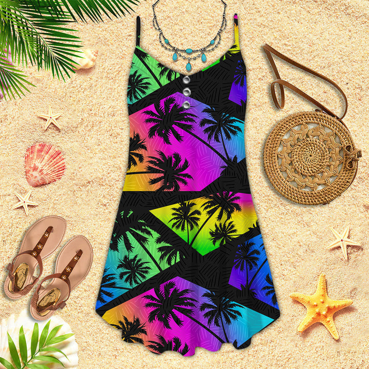 Colorful Tropical Spaghetti Strap Summer Dress | SD1726