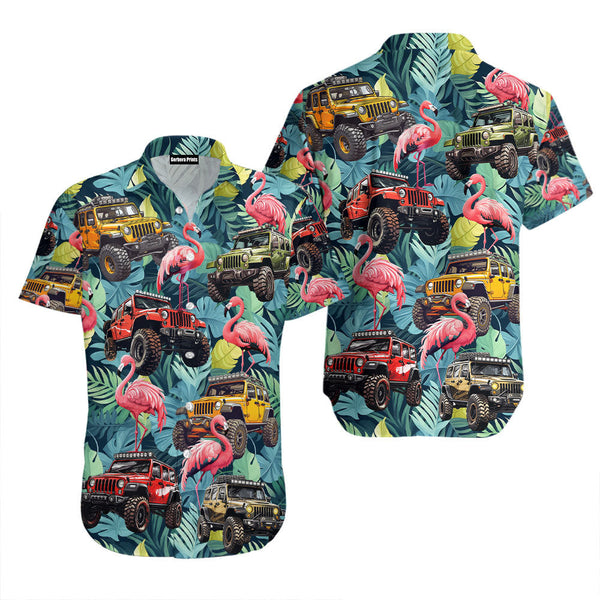 Colorful Trucks Flamingo Tropical Aloha Hawaiian Shirts For Men & For Women FHW1161-Colorful-Gerbera Prints.