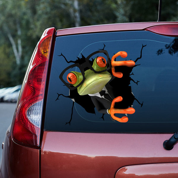 Cool Frog Cracked Car Decal Sticker | Waterproof | PVC Vinyl | CCS5322-Colorful-Gerbera Prints.
