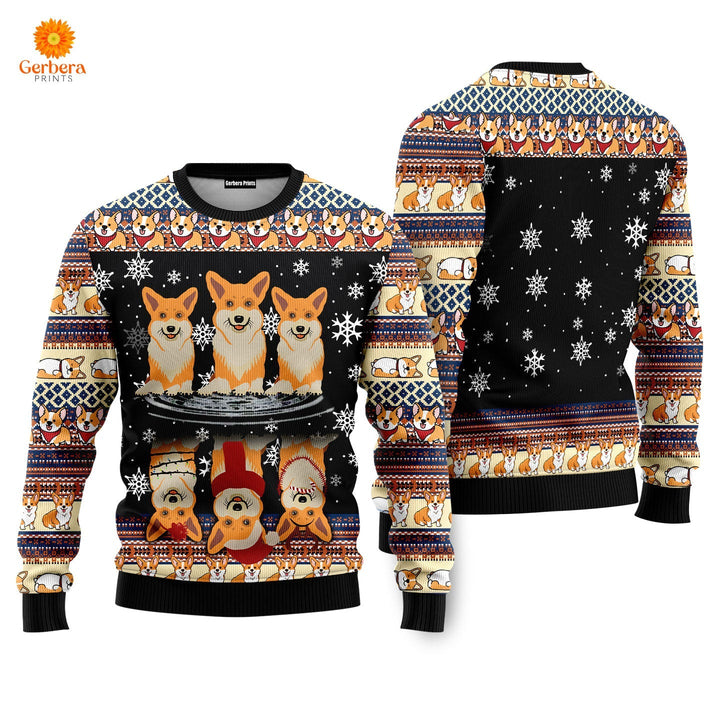 Corgi Dog Ugly Christmas Sweater | For Men & Women | US1418-Colorful-Gerbera Prints.