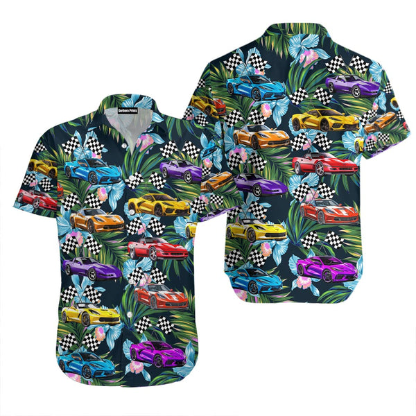 Corvette Car Gift for Corvette Car Lovers Colorful Tropical Aloha Hawaiian Shirts For Men & For Women WT9241
