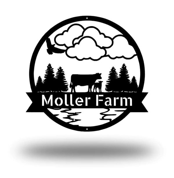 Cows Farm Custom Name Laser Cut Metal Signs MN1838