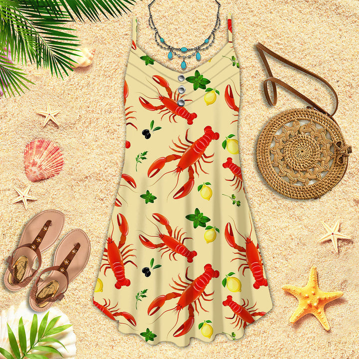 Crawfish Crew Lemon Spaghetti Strap Summer Dress | SD1474