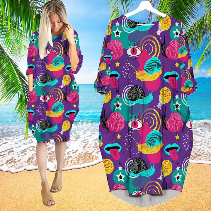 Crazy Snails Colorful Long Sleeve Midi Dress | MD1302