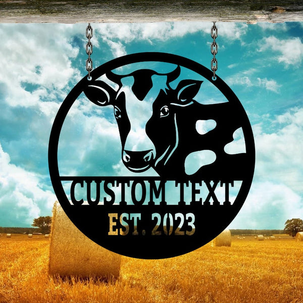 Dairy Cow Farm Address Sign Custom Name Laser Cut Metal Signs MN1861