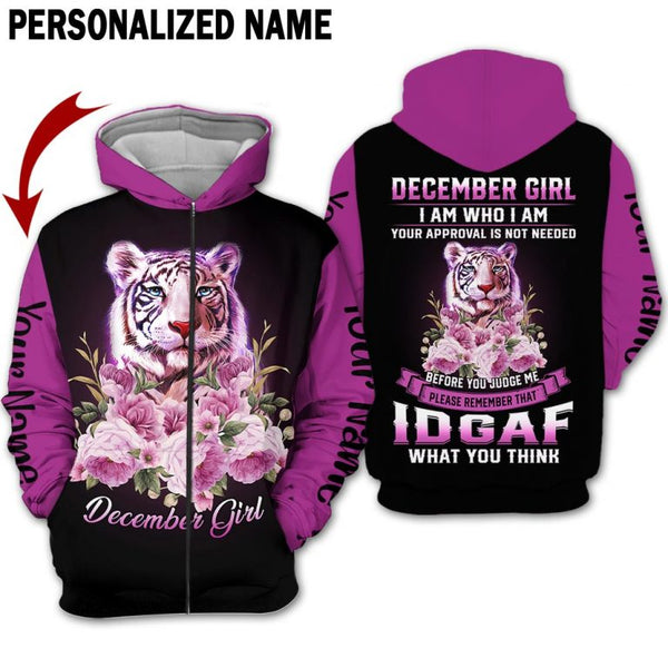 December Girl Custom Name Zip Up Hoodie For Men & Women