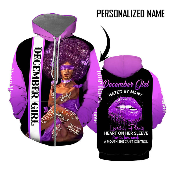 December Girl Custom Name Zip Up Hoodie For Men & Women