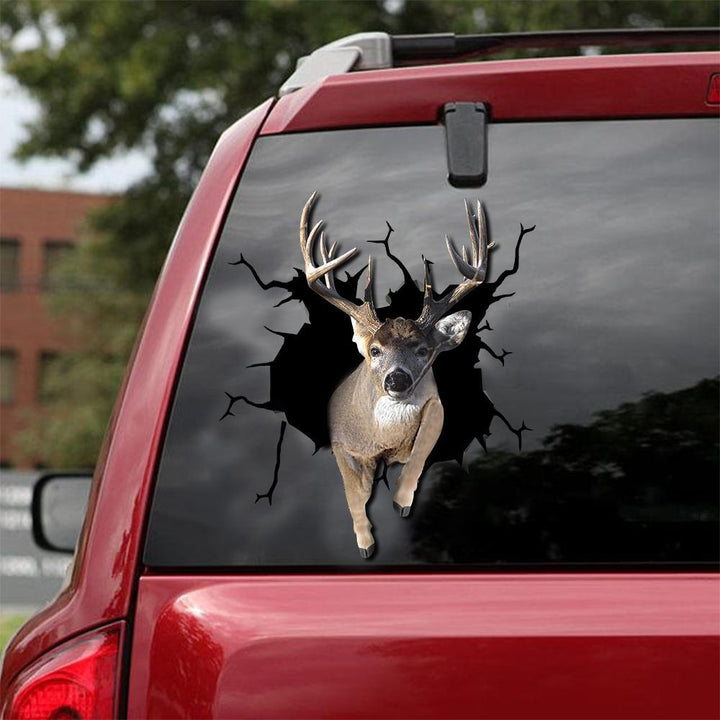 Deer Hunting Cracked Car Decal Sticker | Waterproof | PVC Vinyl | CCS1109