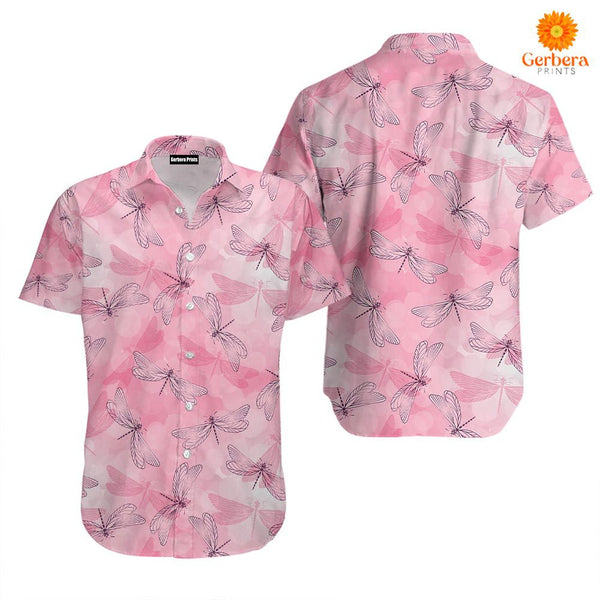 Delicate Pink Spring Flying Dragonflies Aloha Hawaiian Shirts For Men & For Women PHW1024