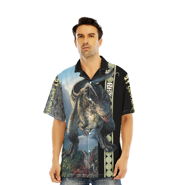 Dinosaur T-rex Black And Blue Aloha Hawaiian Shirts For Men And Women WT5681