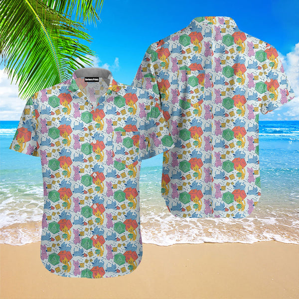 Dnd Cat Rolling Dice Small Hawaiian Shirt