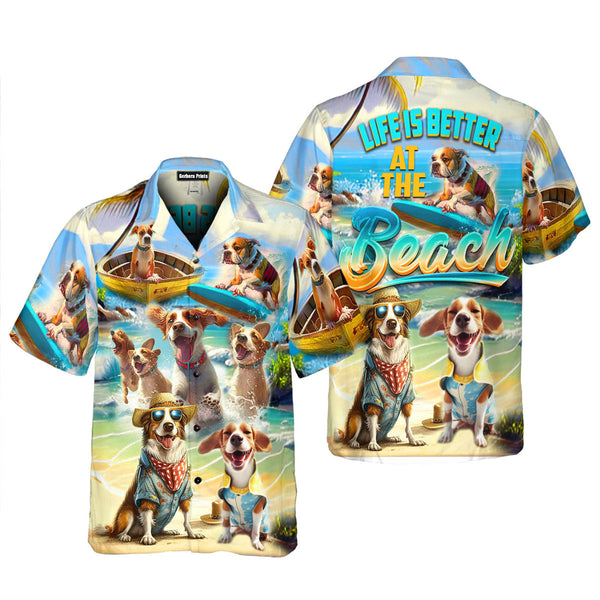 Dog Life Is Better At The Beach Surfing Lover Summer Aloha Hawaiian Shirts For Men & For Women WT2276
