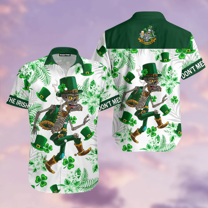 Dont Mess With The Irish St Patricks Day Aloha Hawaiian Shirts | Unisex | WT1825-S-Gerbera Prints.