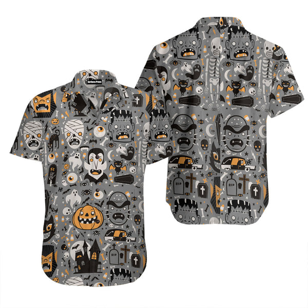 Doodle Pattern Happy Halloween Hawaiian Shirt