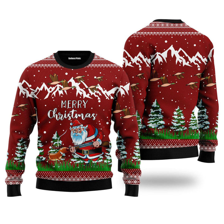 Duck Hunting Christmas Ugly Christmas Sweater | For Men & Women | UH1607-Colorful-Gerbera Prints.
