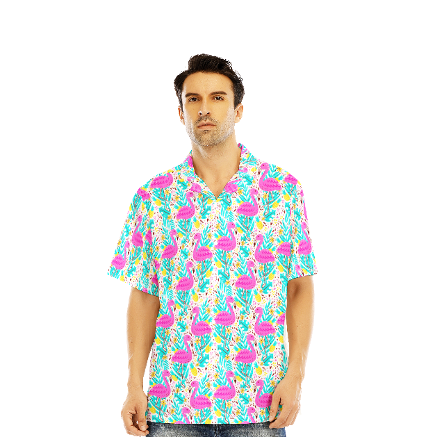 Dusk Bright Summer Pattern With Pink Flamingo Pattern Aloha Hawaiian Shirts For Men And For Women WT6449