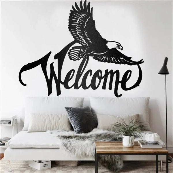 Eagle Welcome To Independence Day Custom Cut Metal Sign | MN1373-Gerbera Prints.