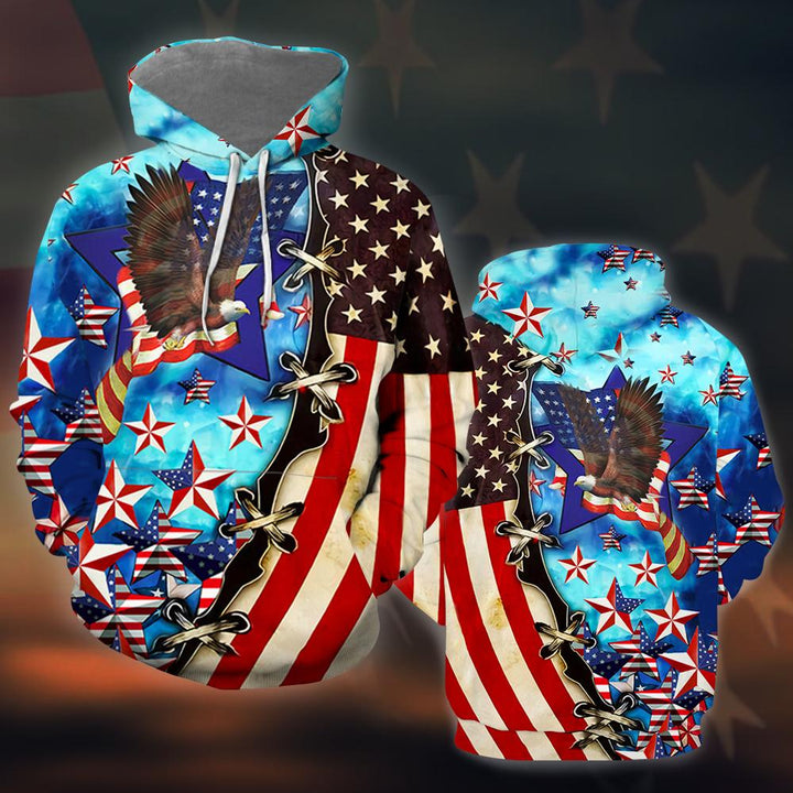 Eagles USA American Flag Independence Day 14th Of July Outfit Patriotic All Over Print For Men And Women HP1549-Hoodie-Gerbera Prints.