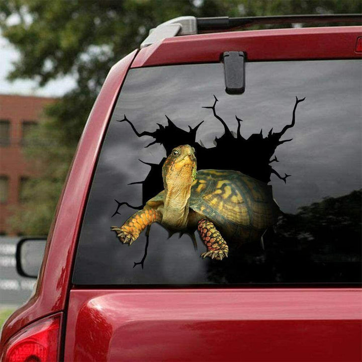 Eastern Box Turtle Cracked Car Decal Sticker | Waterproof | PVC Vinyl | CCS2344