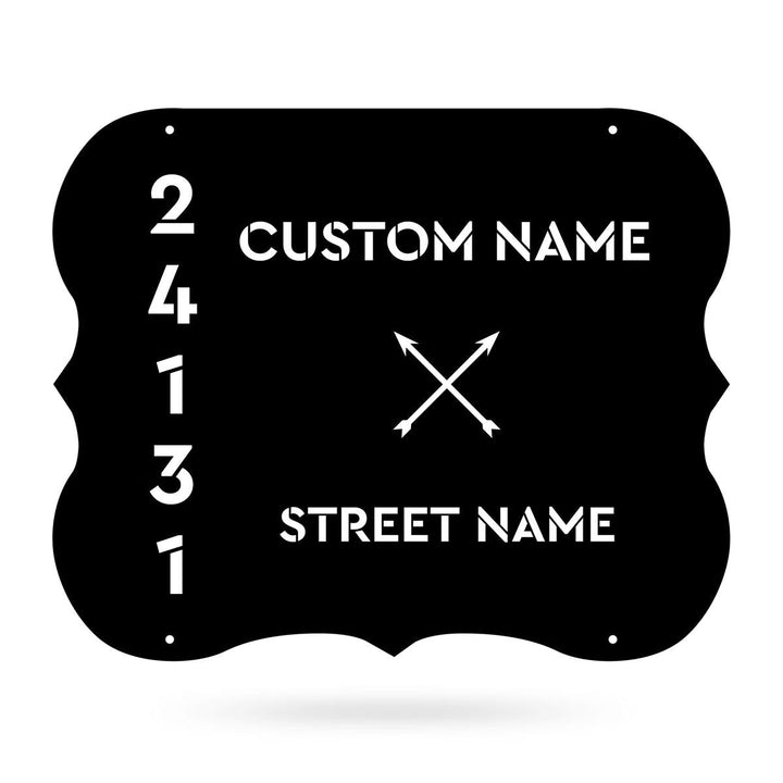 Elegant Address Monogram Custom Name Number Laser Cut Metal Signs MN1057-Black-Gerbera Prints.
