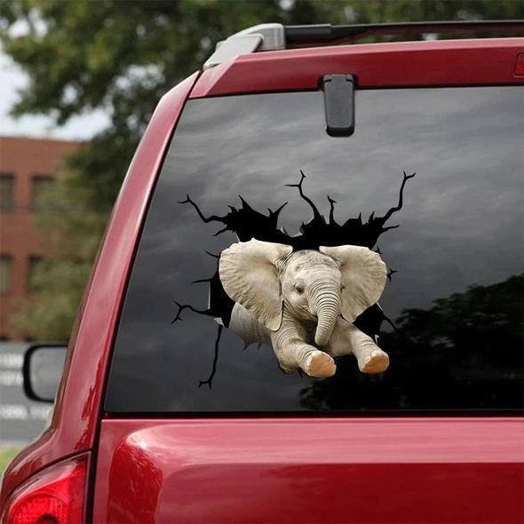 Elephant Cracked Car Decal Sticker | Waterproof | PVC Vinyl | CCS2049