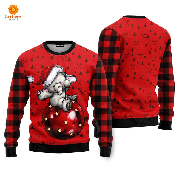 Elephant Cute Red Ugly Christmas Sweater For Men & Women US4947