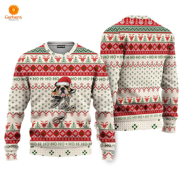 English Bulldog Scratch Ugly Christmas Sweater For Men & Women US5482