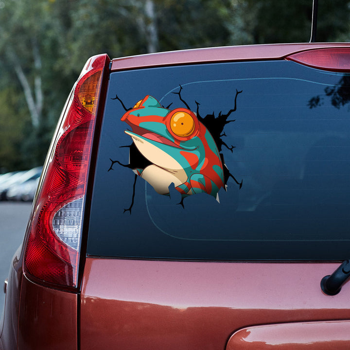 Exotic Frog Cracked Car Decal Sticker | Waterproof | PVC Vinyl | CCS5059-Colorful-Gerbera Prints.