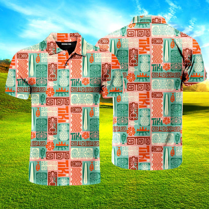 Exotic Tiki Pattern Polo Shirt For Men