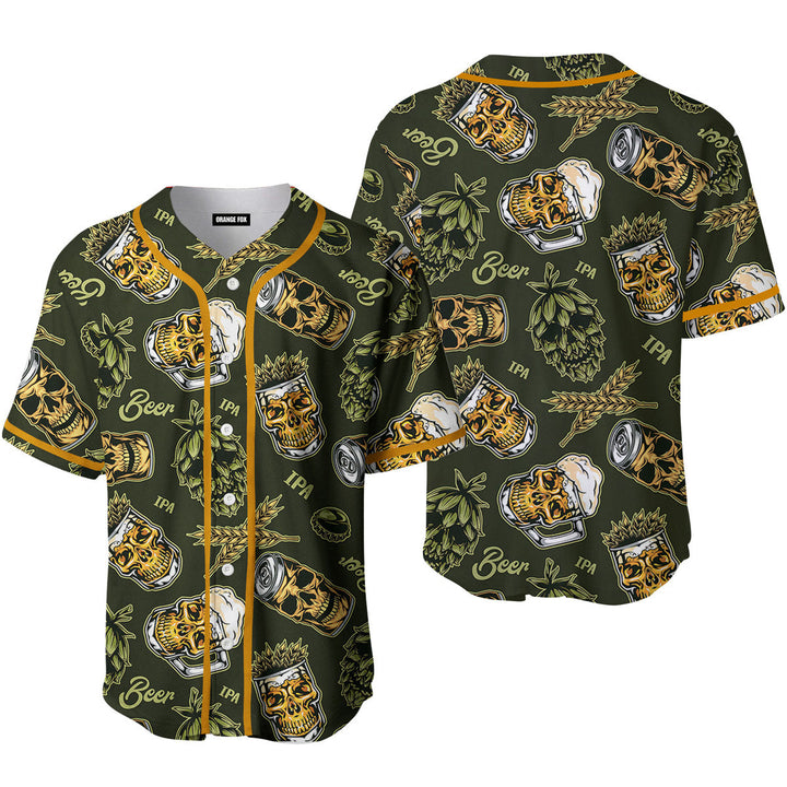 Green Vintage Beer Mugs In Skull Baseball Jersey For Men & Women