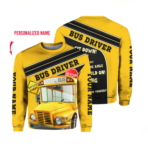 School Bus Driver Custom Name Crewneck Sweatshirt For Men & Women FCN1264