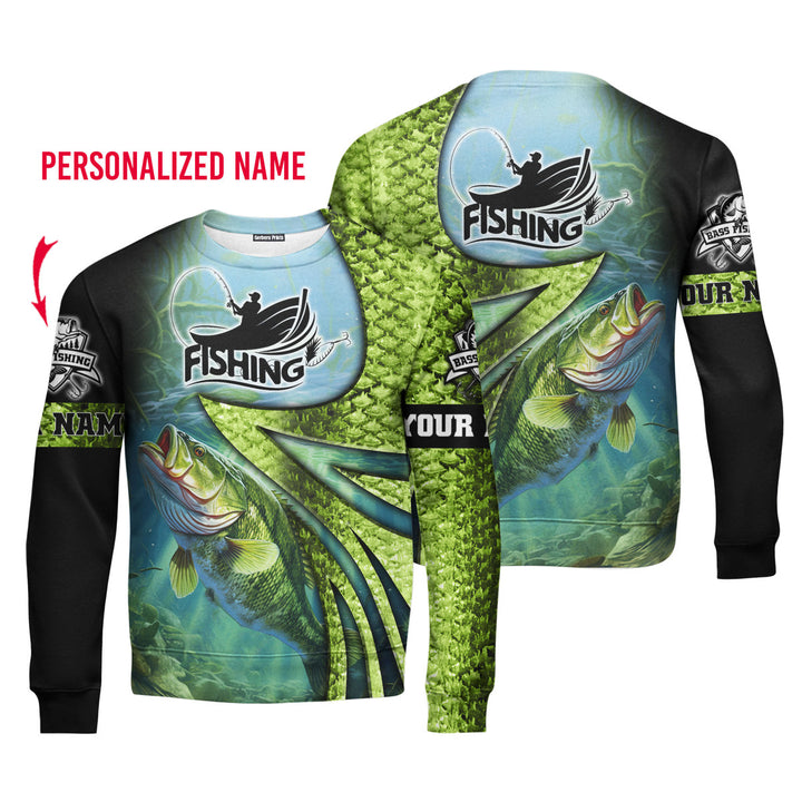 Bass Fishing Custom Name Crewneck Sweatshirt For Men & Women FCN1270