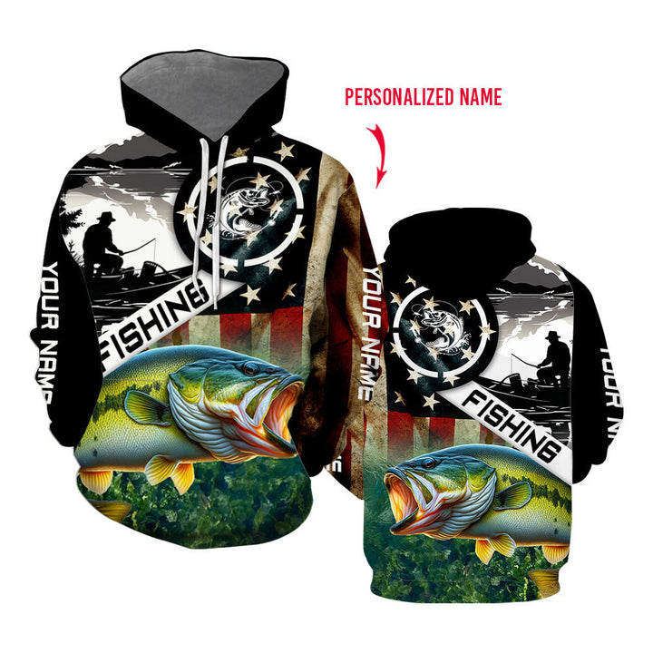 Largemouth Bass Fishing Custom Name Hoodie FCN1290