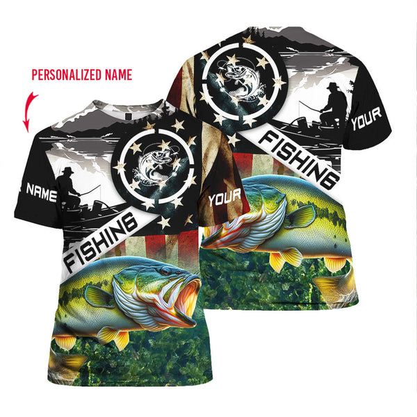 Largemouth Bass Fishing Custom Name T Shirt FCN1290