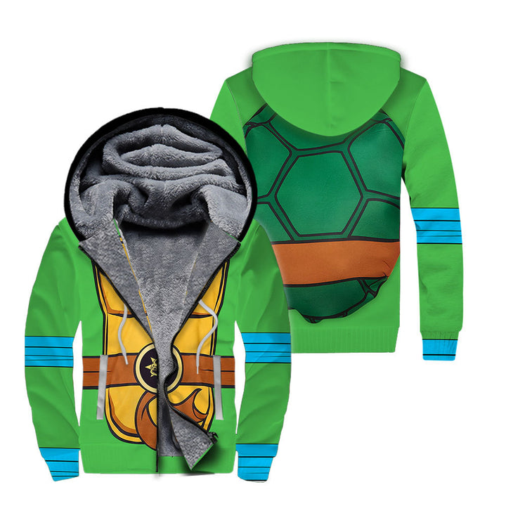 Funny Green Turtle Halloween Costume Fleece Zip Hoodie