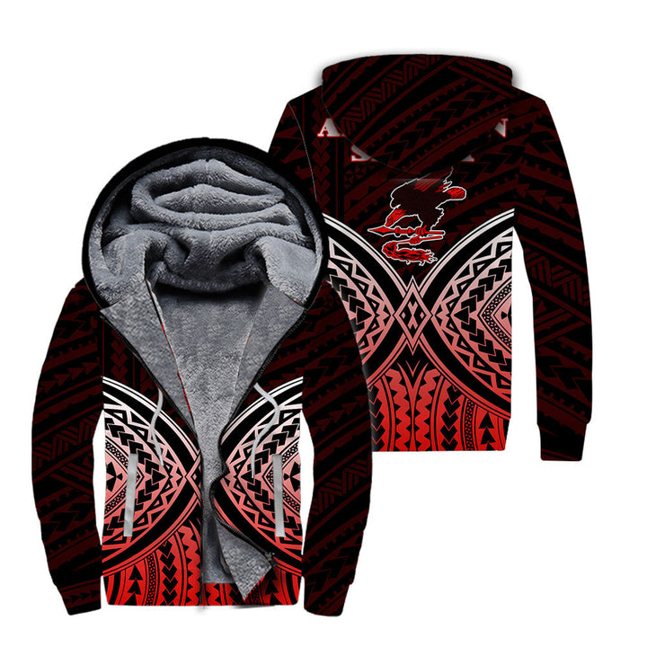 American Samoa Red Black Fleece Zip Hoodie