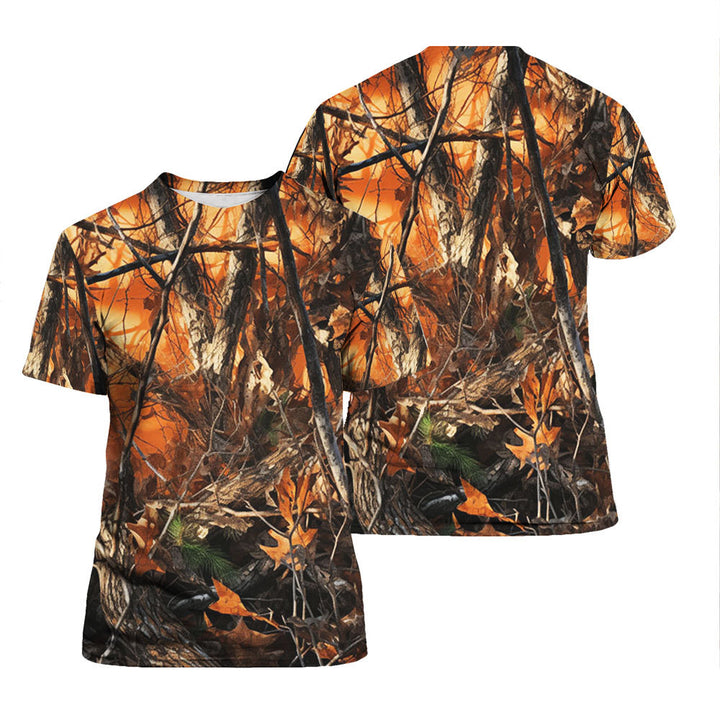 Orange Camo Retro Hunting Camouflage T Shirt