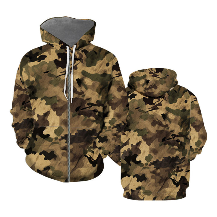 Camouflage Retro Camo Hunting Pattern Zip Up Hoodie