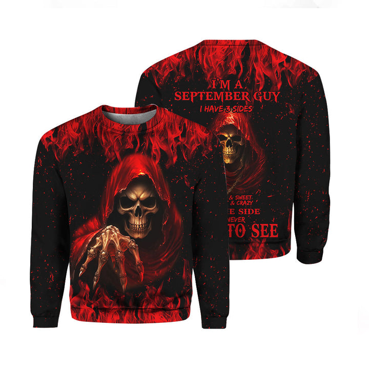 Skull I Have Three Sides September Guy Crewneck Sweatshirt For Men & Women FHT1181