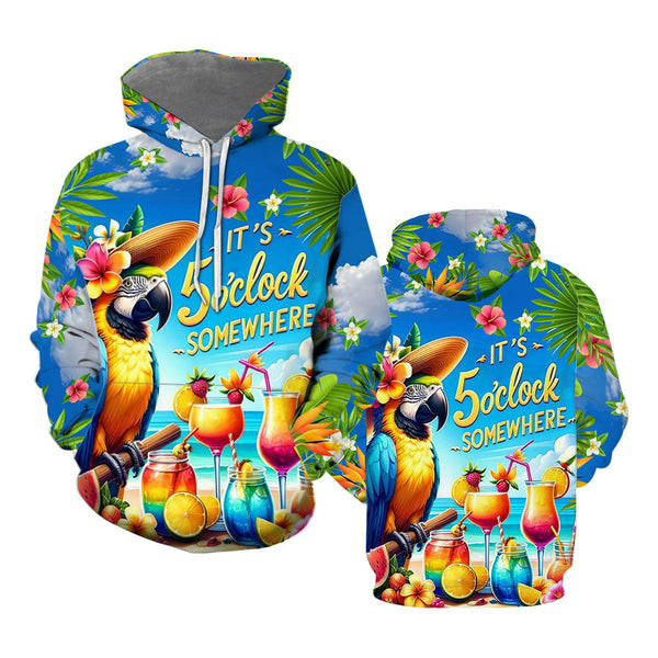 It's 5 O'clock Somewhere Parrot Hoodie