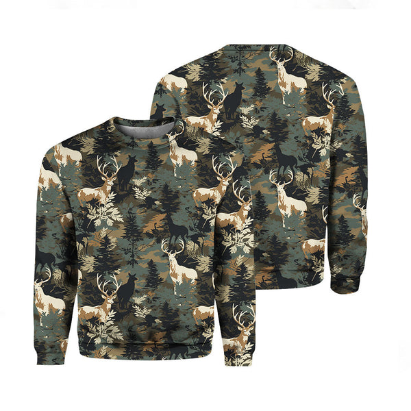 Vintage Deer Camouflage Camo Pattern T Shirt For Men & Women FHT1196