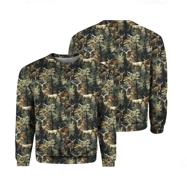 Deer Camouflage Hunting Camo Crewneck Sweatshirt