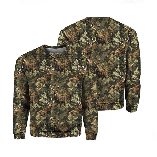 Vintage Deer Camouflage Camo Pattern Crewneck Sweatshirt For Men & Women FHT1207