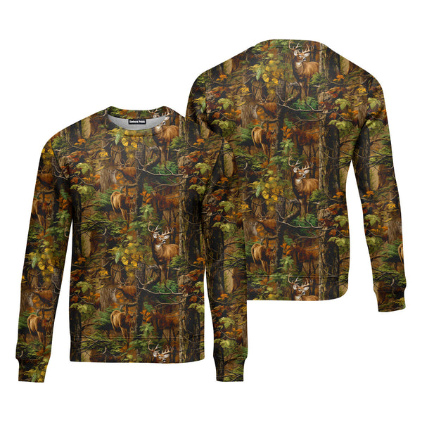 Dear Hunting Vintage Camo Pattern Crewneck Sweatshirt For Men & Women FHT1258